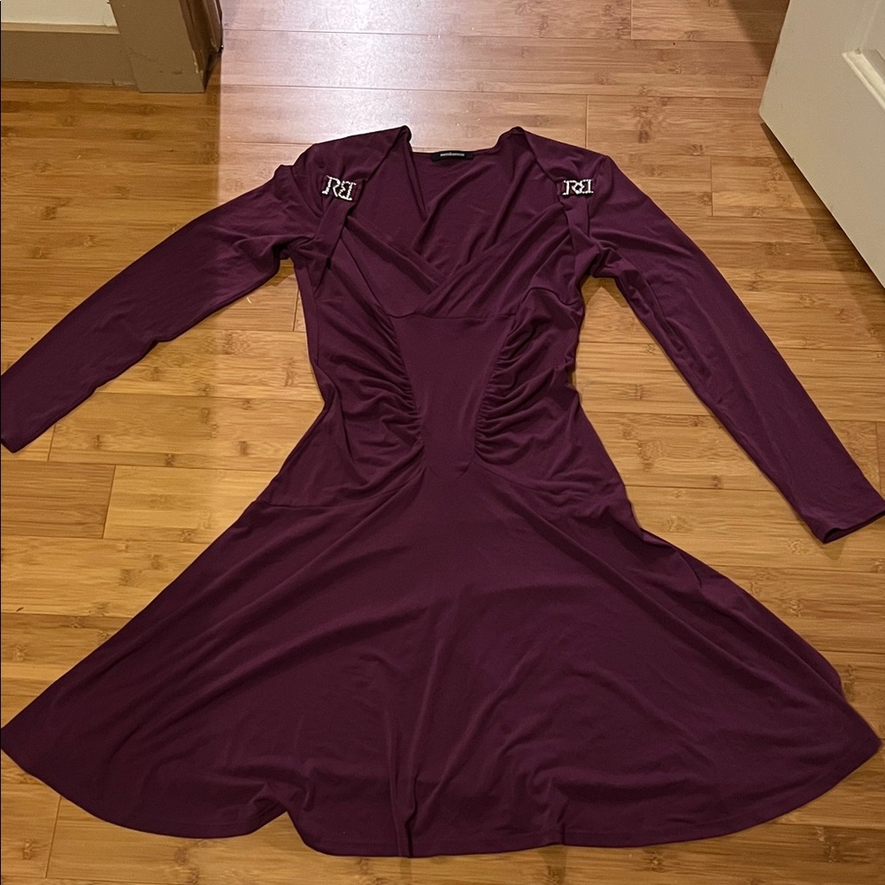 Roccobarocco Long Sleeve Purple Dress